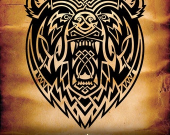 Keltischer Bär Norse Spirit Tattoo und Logo .svg .png Vektor für Digital- und Druckprojekte T-Shirts, Kaffeetassen, Poster, Aufkleber