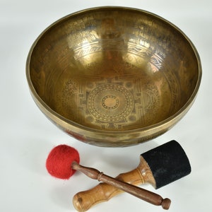 Singing bowl engraving - Sri Yantra - sacred geometry - 3.2 kg 32 cm - handmade sound therapy Nepal sound massage Singing Bowl Chakra Healing