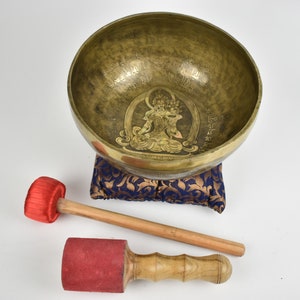 Singing Bowl Engraving Buddha Meditation 1.5 kg 24 cm Handmade Nepal Bronze Meditation Relaxation Sound Massage