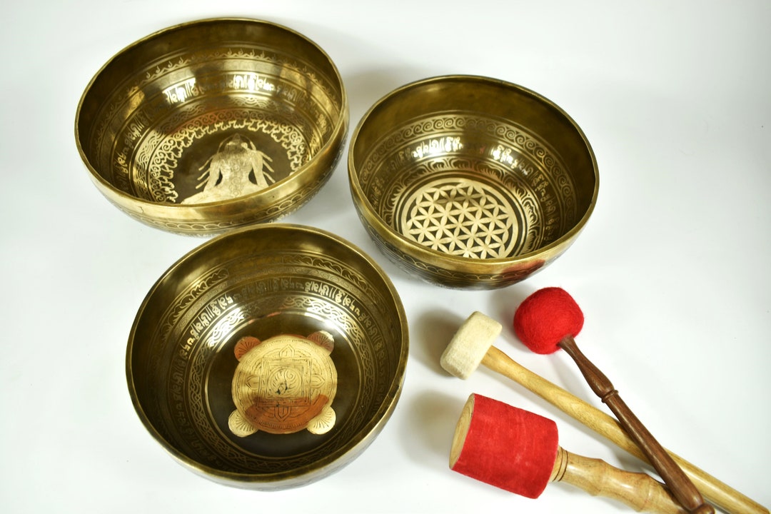 Juego de cuencos tibetanos de 6,0 kg Grabado Masaje sonoro