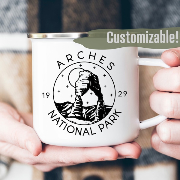 Personalized Arches Mug, National Park Camp Mug, Camp Mug Personalized, Engagement Gift for Couple, Custom Camp Mug,National Park Gift