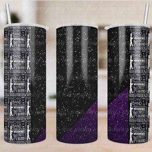 Black and Purple Band Glitter School Tumbler Template, Sublimation tumbler template