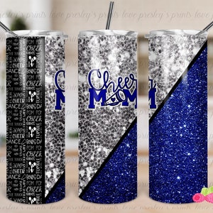 Cheer Mom Sublimation Tumbler Template Glitter Split Design