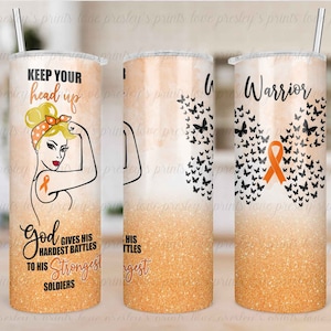 Orange Awareness Tumbler Template,Leukemia, Multiple Sclerosis, Kidney Cancer Skinny Tumbler Template, Sublimation Design, Sublimation PNG