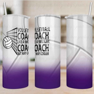 Purple Volleyball no glitter Tumbler Sublimation, Volleyball Tumbler Template