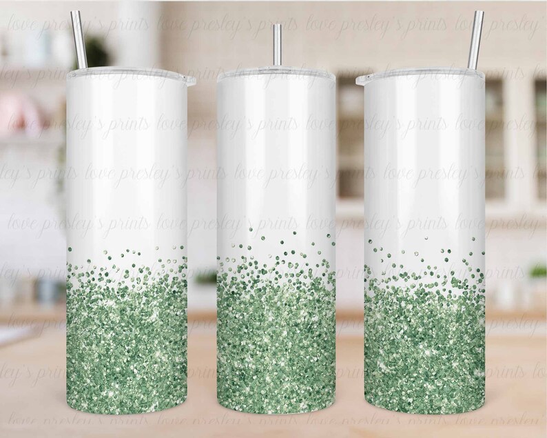Light Green Glitter to White Ombre Digital Glitter Sublimation - Etsy