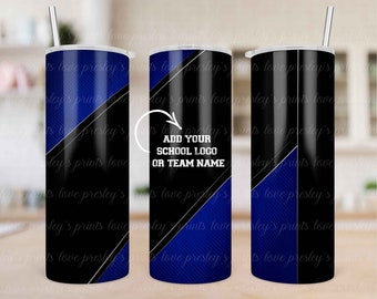 Blue Black School Sport Tumbler, Sublimation Tumbler Template, Sports Tumbler, High school tumblers, college sport tumbler, tumbler template