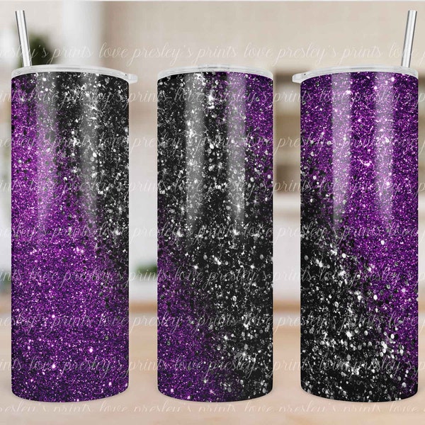 Black Purple Glitter Swirl  Tumbler Template, Sublimation Tumbler Image, Digital Download, Instant download