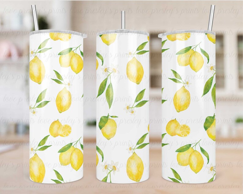 Lemon Pattern Tumbler Template, Tumbler Template, Tumbler Download, Sublimation PNG image 1