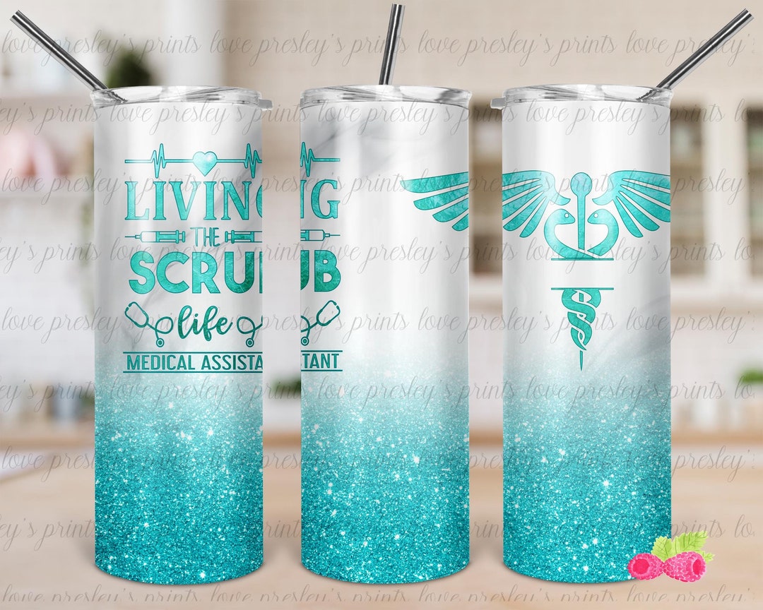 SEAMLESS Teal Medical Assistant Marble Glitter Ombre Sublimation ...