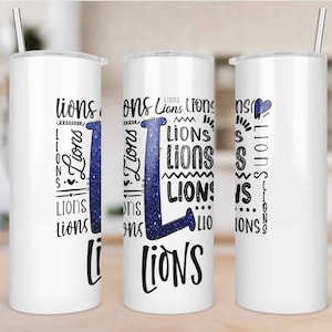 Lions School Sport Tumbler Template, Sublimation Tumbler Template, Sports Tumbler PNG, High school tumbler, college sport tumbler
