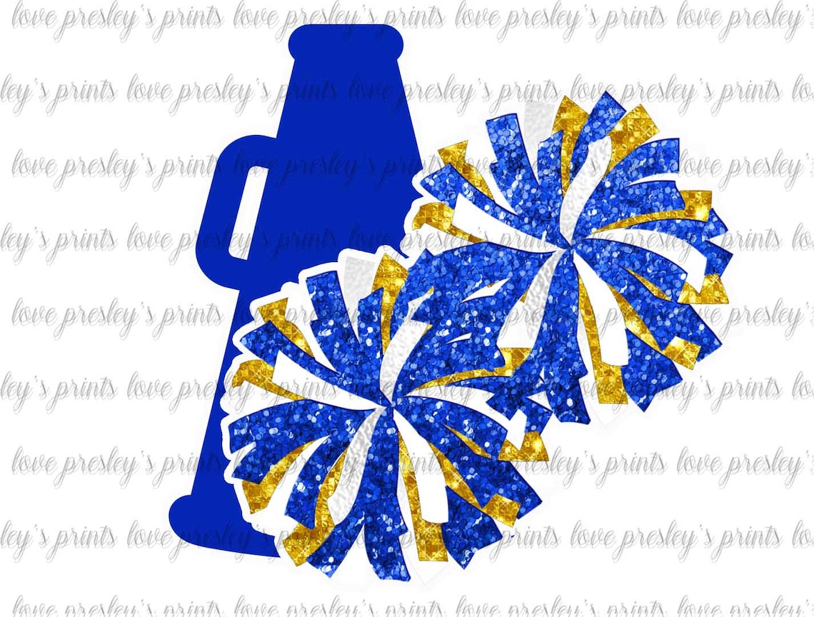 Yellow Blue Cheer PNG Pom Poms Megaphone Png Cheer - Etsy