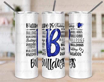 Blue Bulldogs School Sport Tumbler Template, Sublimation Tumbler Template, Sports Tumbler PNG, High school tumbler, college sport tumbler