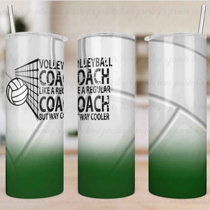 Green Volleyball no glitter Tumbler Sublimation, Volleyball Tumbler Template