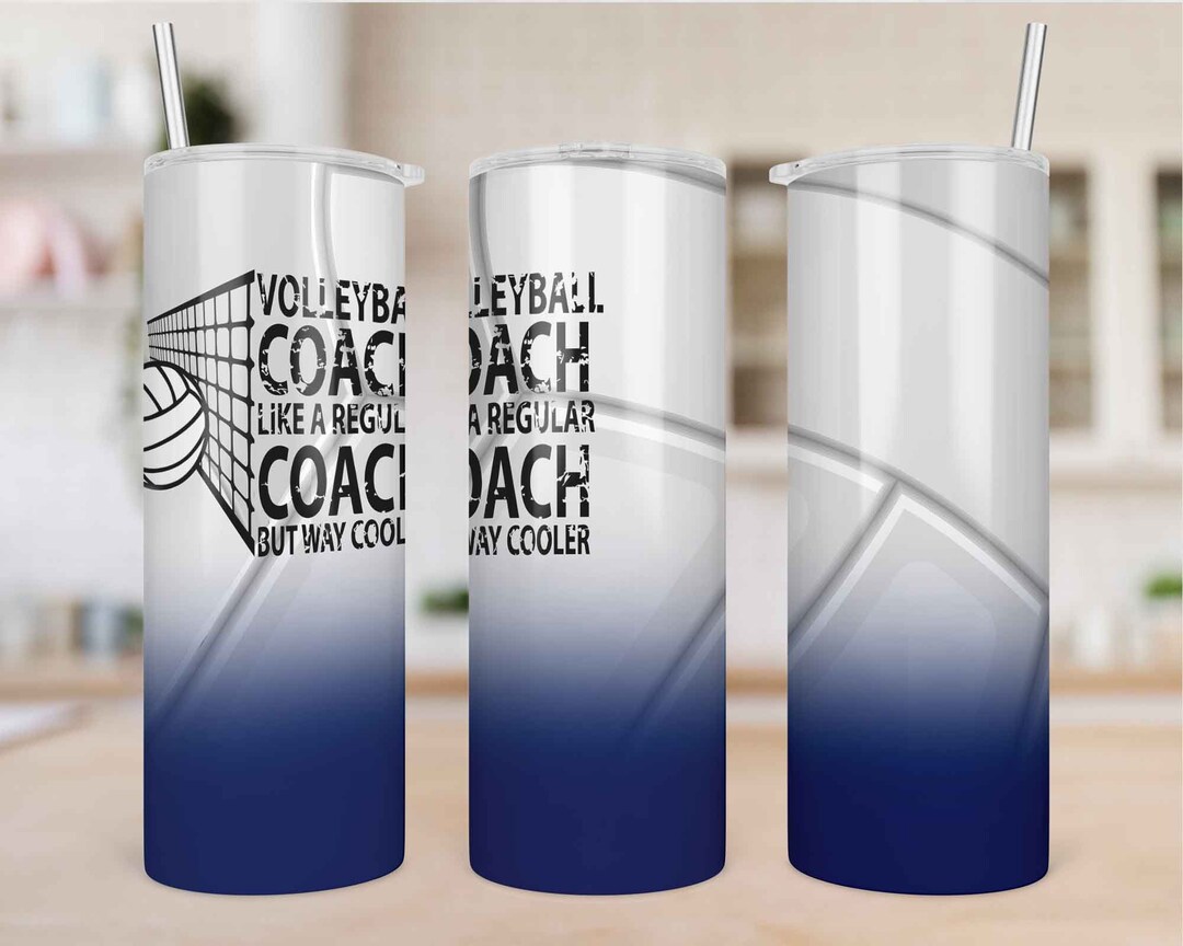 Navy Volleyball No Glitter Tumbler Sublimation, Volleyball Tumbler
