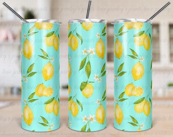 Lemon Pattern Tumbler Template, Lemon and Mint, Tumbler Template, Tumbler Download, Sublimation PNG