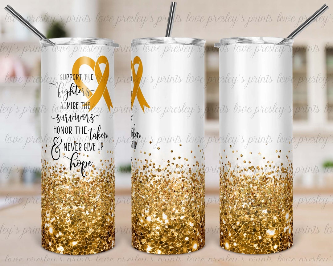 Amber Ribbon Appendix Cancer Awareness Skinny Tumbler Design (PNG, JPEG ...