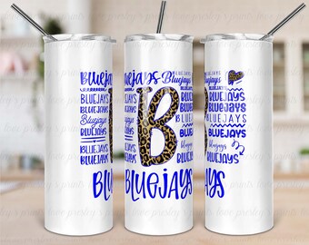 Blue Bluejays School Sport Tumbler Template, Sublimation Tumbler Template, Sports Tumbler PNG, High school tumbler, college sport tumbler