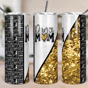 Gold Dance Mom Sublimation Tumbler Template, Dance Mom Tumbler Design, Tumbler Template, Glitter Split Design Gold Glitter