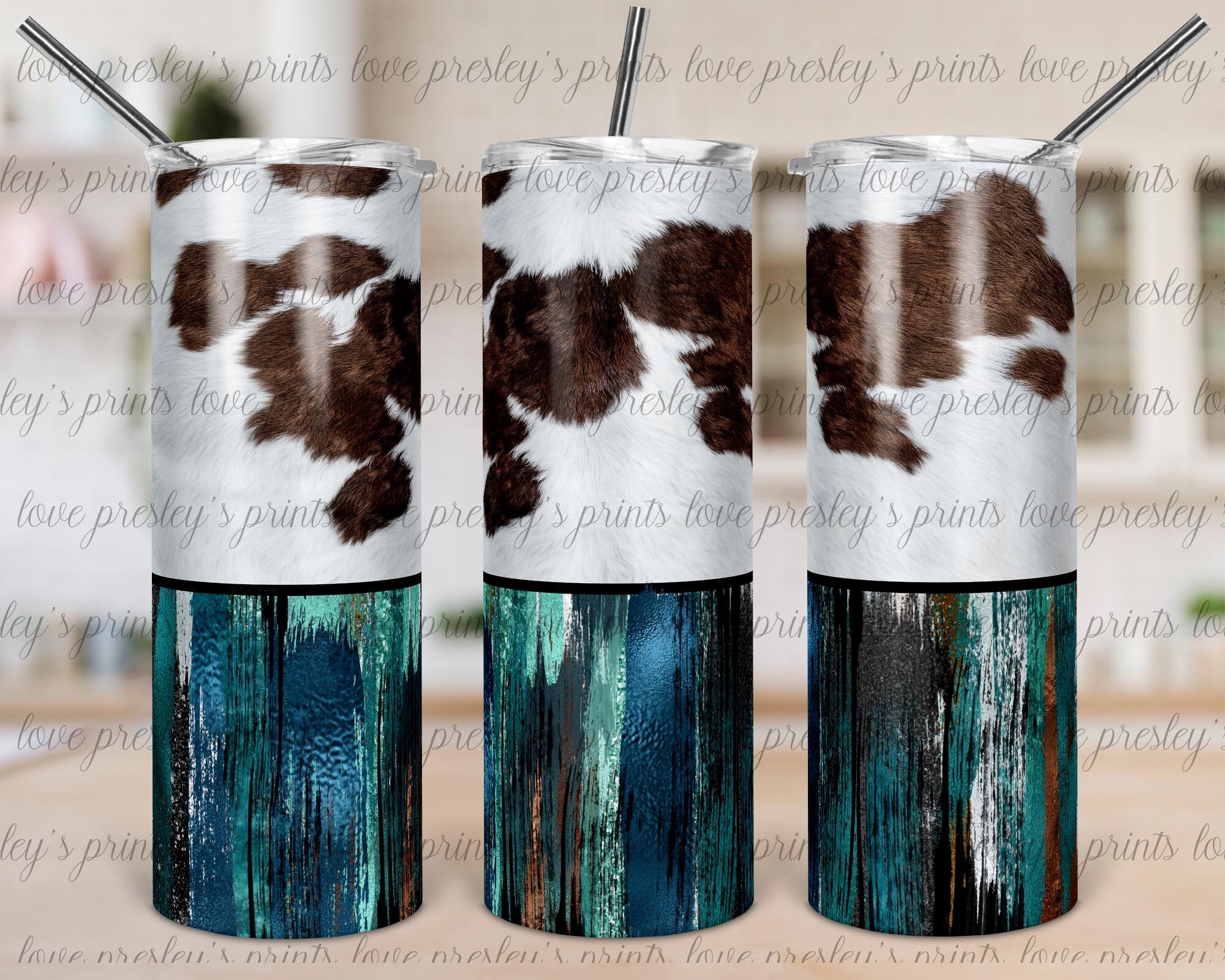 Cowhide Tumbler Design Skinny Tumbler Template for Etsy UK