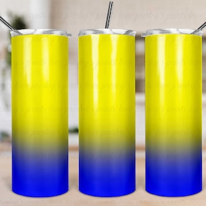 Yellow Blue Ombre No Glitter Sublimation Tumbler Template