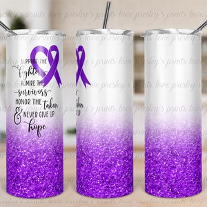 20 oz Skinny, Pancreatic Cancer Awareness, Purple Ribbon Cancer Awareness, Skinny Tumbler Template, Sublimation Design, Sublimation PNG
