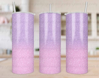 Light Purple Light Pink Glitter Ombre, Sublimation Tumbler Template