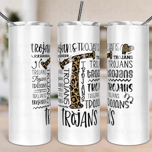 Trojans School Sport Tumbler Template, Sublimation Tumbler Template, Sports Tumbler PNG, High school tumbler, college sport tumbler