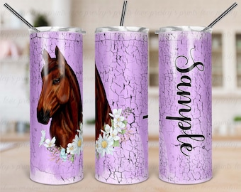 Purple crackle horse wildflower tumbler template sublimation png