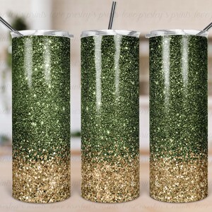 Green Gold Tumbler Template, instant download, digital design