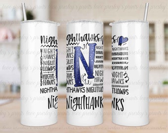 Blue Nighthawks School Sport Tumbler Template, Sublimation Tumbler Template, Sports Tumbler PNG, High school tumbler, college sport tumbler