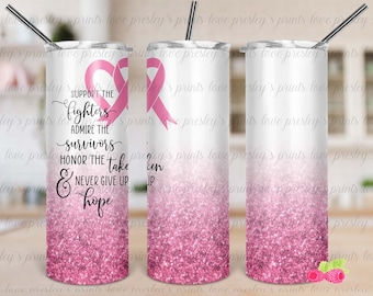 Brustkrebs-Bewusstseinsbecher Vorlage, rosa Schleifen-Design (Sublimation PNG)