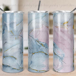 20 oz Skinny Tumbler Alcohol ink Pastel Icy Blue Lavender Gold Marble Tumbler Template