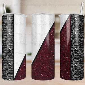 Maroon White Cheer Tumbler Sublimation Tumbler Template