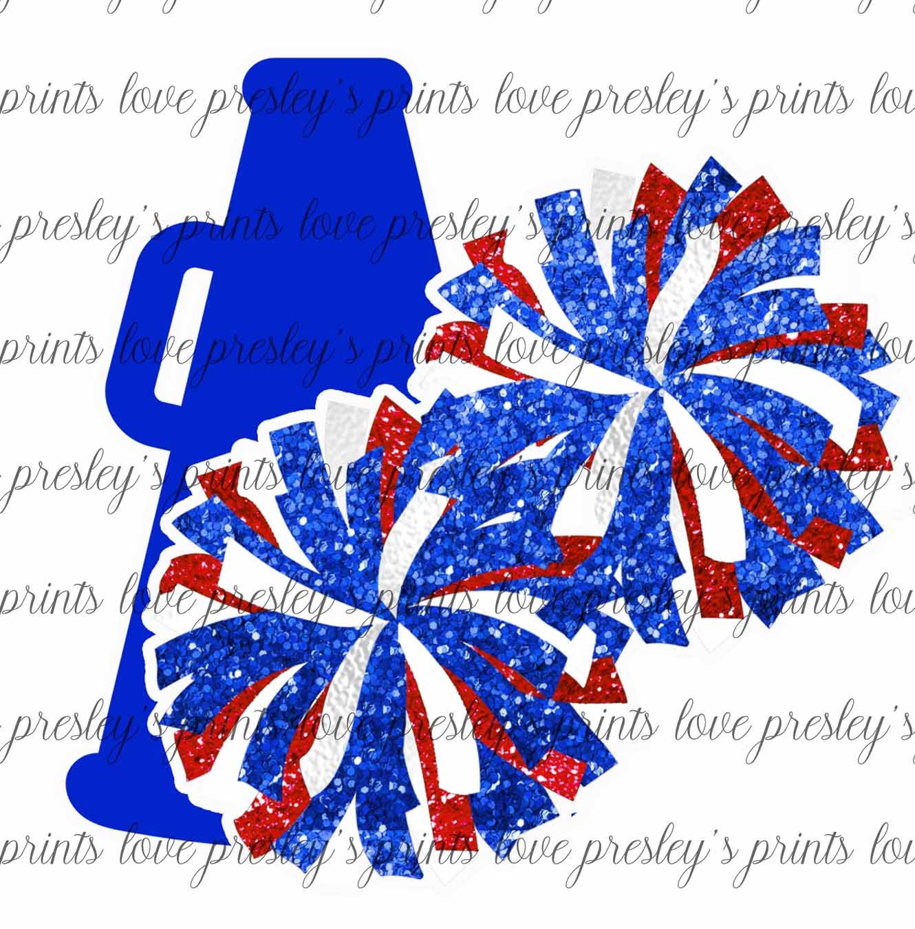 Red Blue Cheer PNG Pom Poms Megaphone png cheer sublimation | Etsy