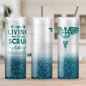 Dark Teal Medical Assistant Marble Glitter Sublimation Tumbler Template