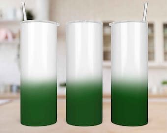 White to Green Ombre No Glitter Sublimation Tumbler Template