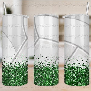 Green Volleyball Tumbler Sublimation, Volleyball Tumbler Template