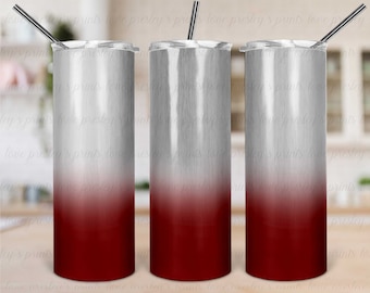 Silver Maroon Ombre No Glitter Sublimation Tumbler Template