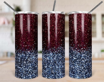 Navy Burgundy Maroon Deep Red Wine Glitter Marble Ombre digital sublimation skinny tumbler