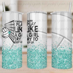 Teal Volleyball Tumbler Sublimation, Volleyball Tumbler Template