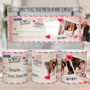 Tasse photo de carte postale personnalisable de la Saint-Valentin, tasse photo de carte postale, modèle de tasse à café de 11 oz Modèle de tasse photo