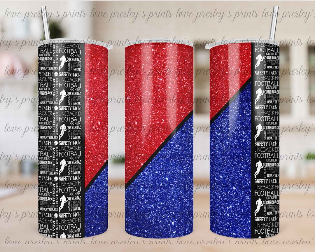 Blue Red Football Tumbler Sublimation Tumbler Sports Etsy