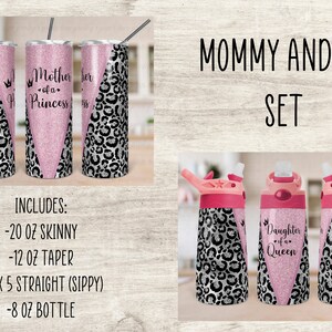 Mom and Me  Queen and Princess Tumbler Template Skinny 20 oz, Kids Flip Top and Sippy cup template