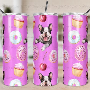 Frenchie Pattern, French Bulldog, Dog Tumbler, Design Download Tumbler Template Skinny 20 oz