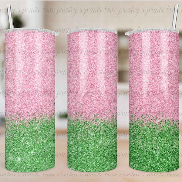 Pink to Green Glitter Ombre Sublimation Tumbler Template, Sublimation Tumbler PNG, Tumbler Template, Tumbler Wrap