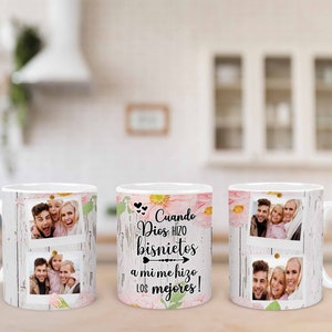 Plantilla de sublimación de taza de café de 11 oz, taza de diseño Cuando Dios hizo bisnietos, diseño de taza de sublimación