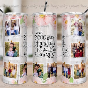 Vaso flaco de 20 oz Grandkids Vaso con flor rosa