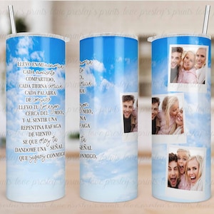 3 Photos Espagnol en mémoire Modèle Tumbler, Modèle Tumbler Photo Mémorial Espagnol, Modèle Tumbler Mémorial Nuages