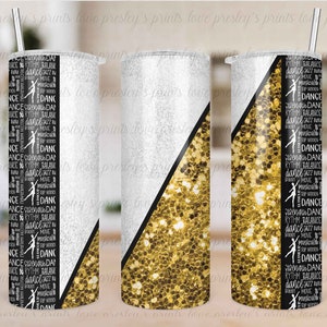 Gold Dance Mom Sublimation Tumbler, Dance Mom Tumbler, Tumbler Template, Glitter Split Design Gold Glitter